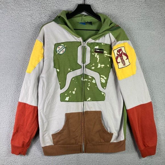 Mandalorian Star Wars Hoodie Sweatshirt Jacket Full Zip Mens Size XL Boba Fett - Picture 1 of 9